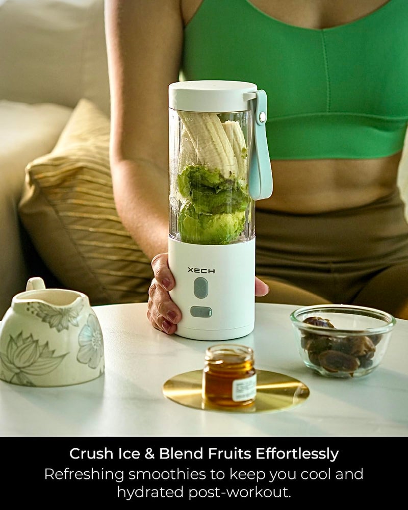 Xech خلاط محمول للسموذي والعصائر وشيك الحليب، سحق الثلج وعصارة الفواكه، قابل لإعادة الشحن عبر USB، سعة 500 مل، خلاط يدوي مع وعاء مدمج (BlendX) - Image 5