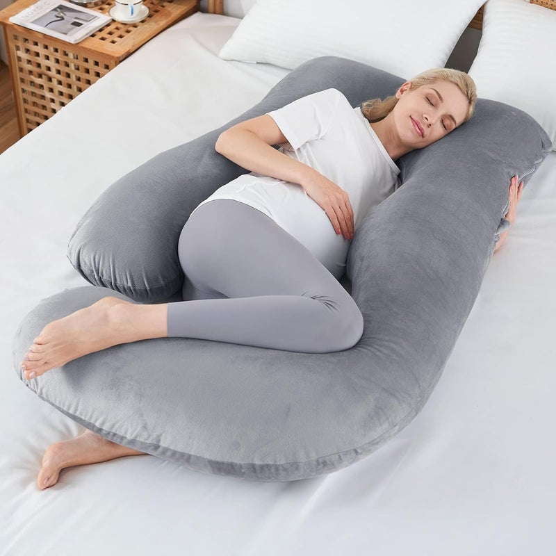 ozly Ultra Soft Pregnancy Pillow for Sleeping, Extra Large J Shaped Body Pillow, Maternity Pillow for Pregnant Women with Velvet Cover - Image 1