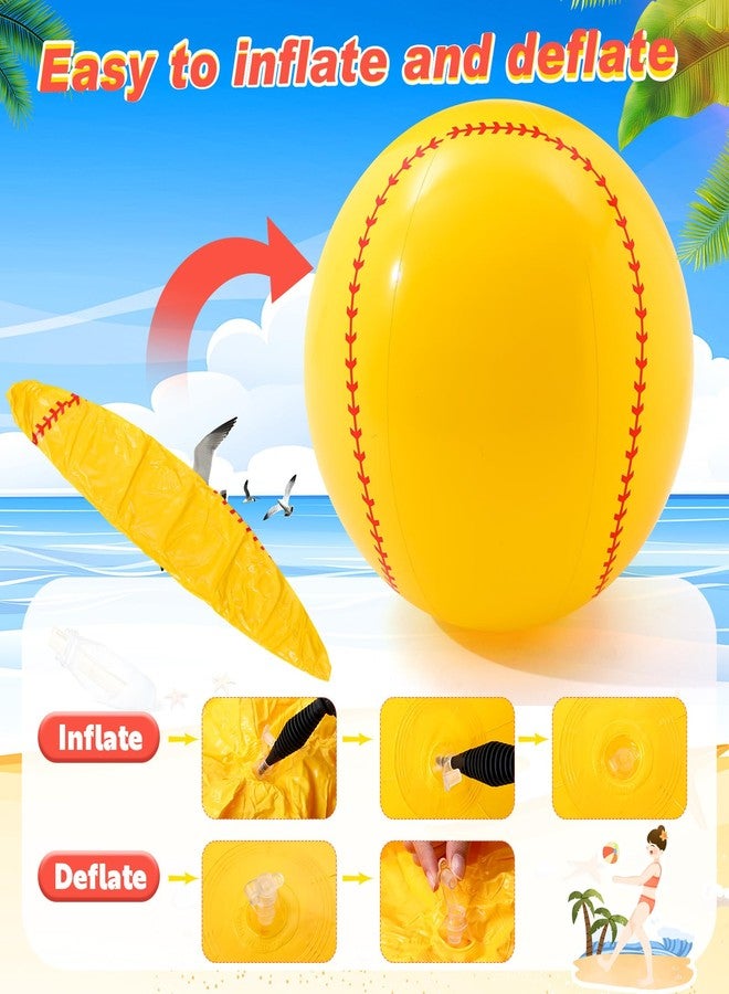Poen 27 Inch Inflatable Softball Large Softball Party Decorations Giant Inflatable Balls for Outdoor Activity Games Sports Event Birthday Party Supplies(4 Pcs) - Image 3