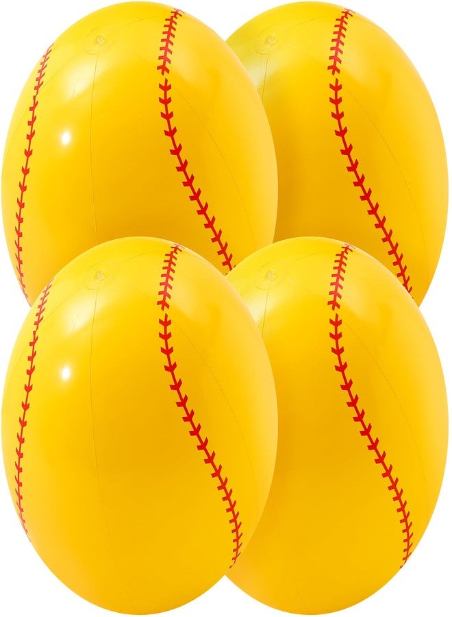 Poen 27 Inch Inflatable Softball Large Softball Party Decorations Giant Inflatable Balls for Outdoor Activity Games Sports Event Birthday Party Supplies(4 Pcs) - Image 1