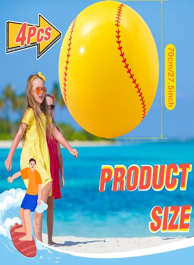 Poen 27 Inch Inflatable Softball Large Softball Party Decorations Giant Inflatable Balls for Outdoor Activity Games Sports Event Birthday Party Supplies(4 Pcs) - Image 2