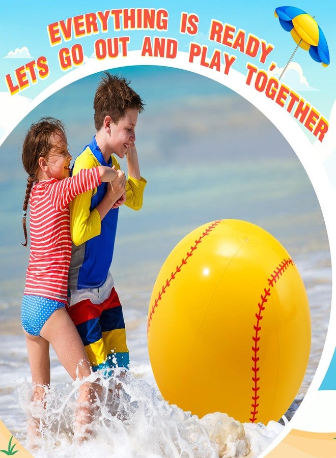 Poen 27 Inch Inflatable Softball Large Softball Party Decorations Giant Inflatable Balls for Outdoor Activity Games Sports Event Birthday Party Supplies(4 Pcs) - Image 5