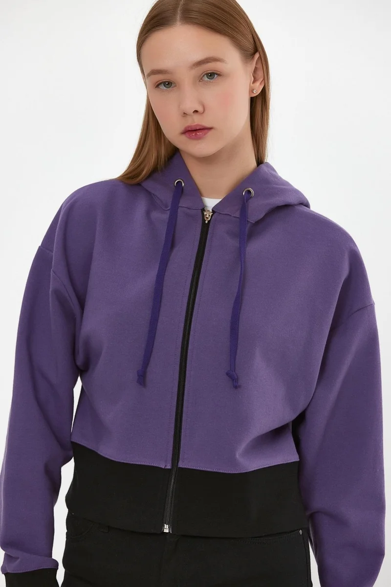 الكسندر جاردي Alexandergardı Crop Hooded Cardigan (B21-36300)