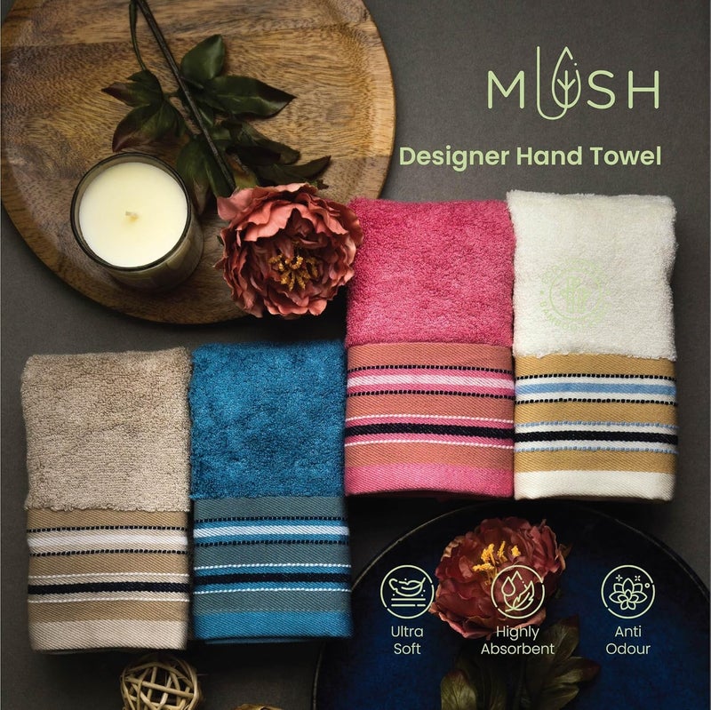 Mush Designer Bamboo Hand Towels Ultra Soft Absorbent Quick Dry Towels for Bath Spa and Yoga Pearl White Hand Towelset of 2450 GSM - Image 5