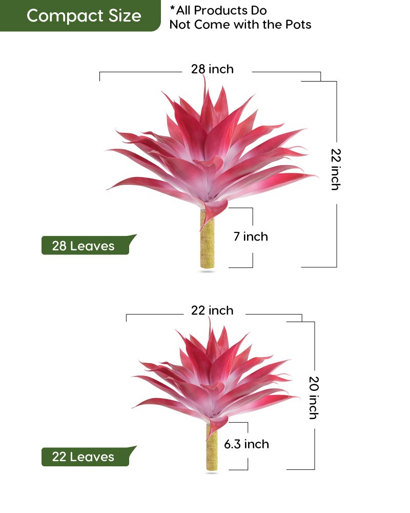 Velener Artificial Agave Plant Set, 28 Inch, Faux Aesthetic Plants for Home Decor, Realistic Fake Red and White Agave Plants Indoor Without Pot, Set of 2 - Image 2