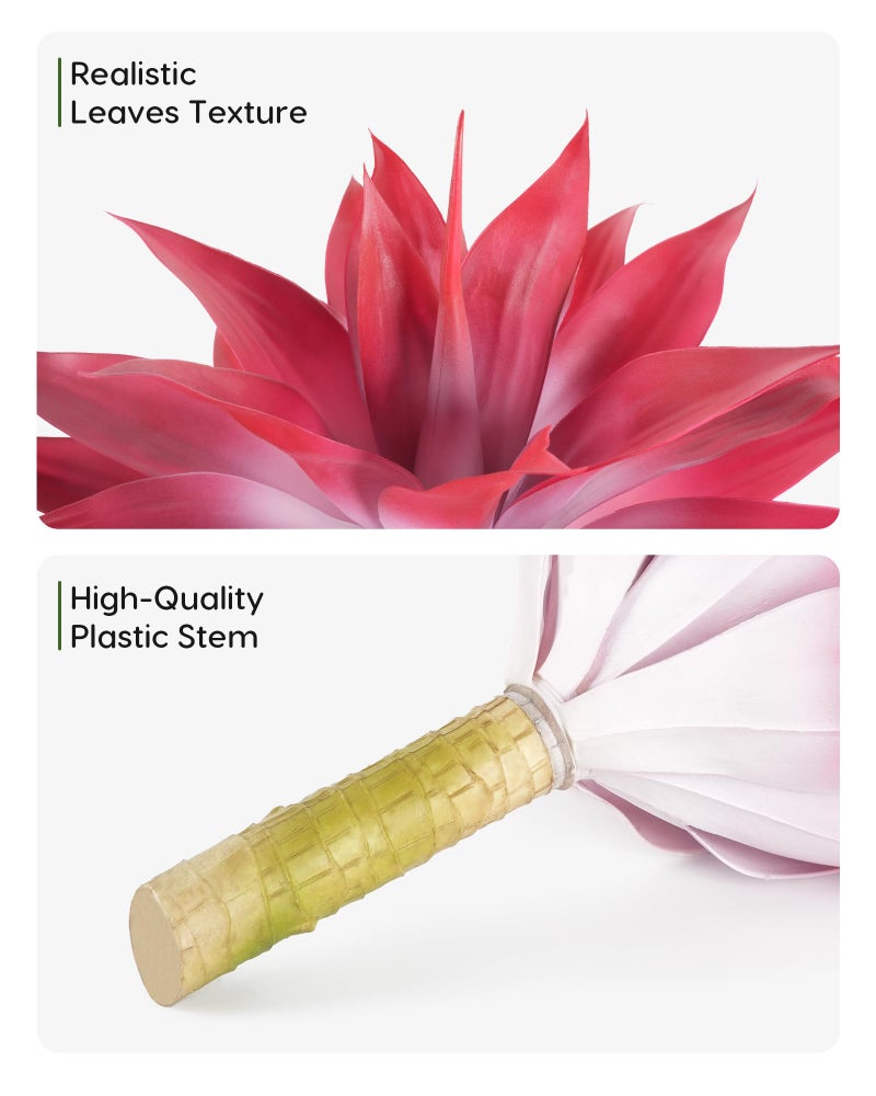 Velener Artificial Agave Plant Set, 28 Inch, Faux Aesthetic Plants for Home Decor, Realistic Fake Red and White Agave Plants Indoor Without Pot, Set of 2 - Image 3