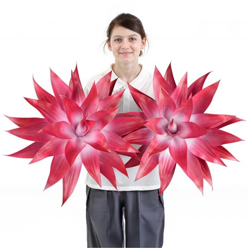 Velener Artificial Agave Plant Set, 28 Inch, Faux Aesthetic Plants for Home Decor, Realistic Fake Red and White Agave Plants Indoor Without Pot, Set of 2 - Image 1