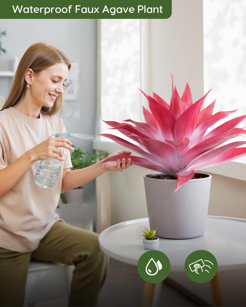 Velener Artificial Agave Plant Set, 28 Inch, Faux Aesthetic Plants for Home Decor, Realistic Fake Red and White Agave Plants Indoor Without Pot, Set of 2 - Image 4