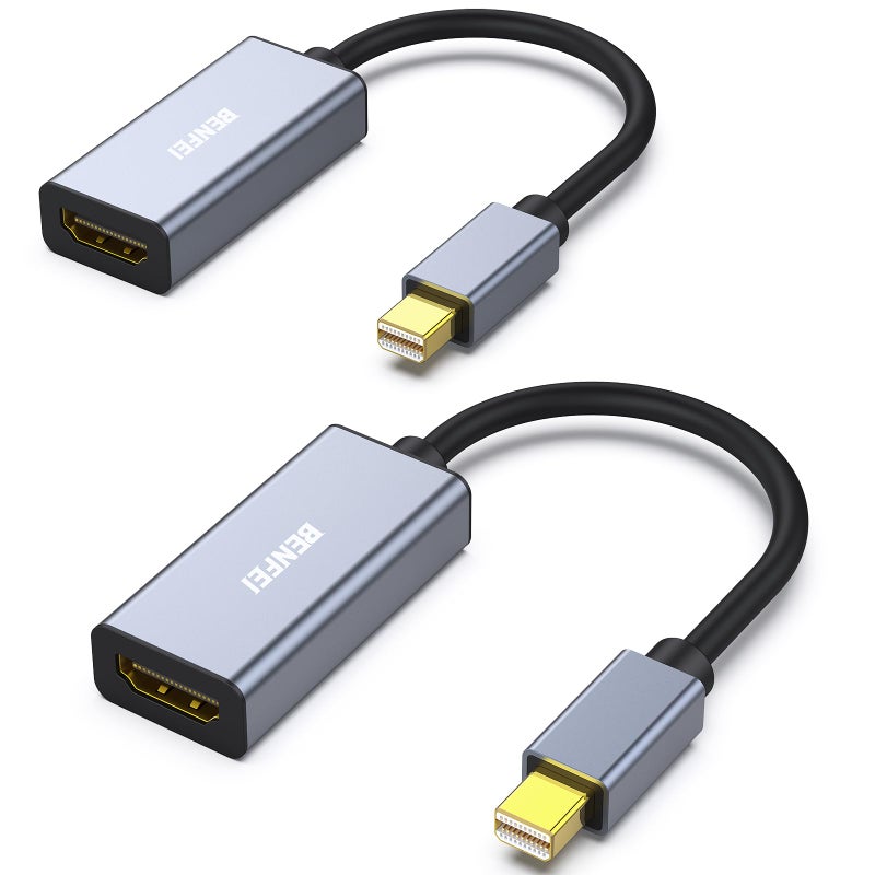 BENFEI 2 Pack Mini DisplayPort to HDMI Adapter 4K Thunderbolt 2 to HDMI Adapter Compatible for MacBook AirPro Microsoft Surface ProDock Monitor ProjectorGoldPlated Connectors Aluminium Shell - Image 2