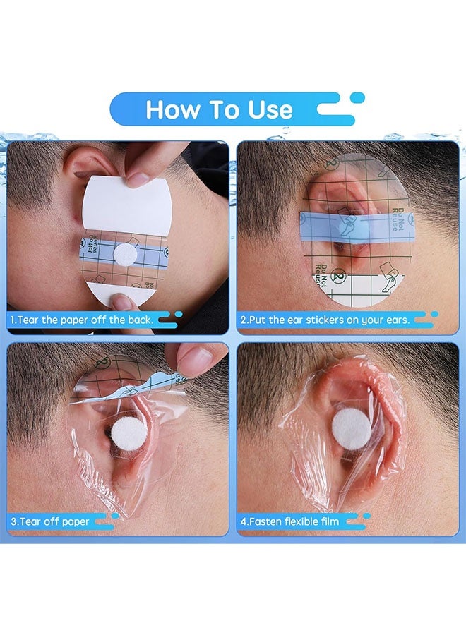 120PCS Disposable Waterproof Ear Stickers, Baby Waterproof Ear Stickers Ear Covers for Swimming, Kids Ear Plugs for Swimming, Baby Ear Protectors for Shower with Soft Cotton, for Shower Surfing Snorkeling and Other Water Sports - Image 3