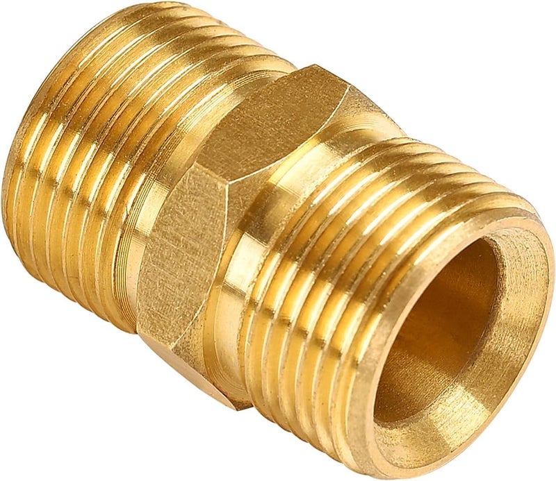 TUQO High Pressure Washer Hose Connector | M22-15mm Male to M22-15mm Male | Solid Brass, 5000 PSI Pressure Washer Hose Extension Adapter Fitting | 1 PCS | RB438 - Image 1