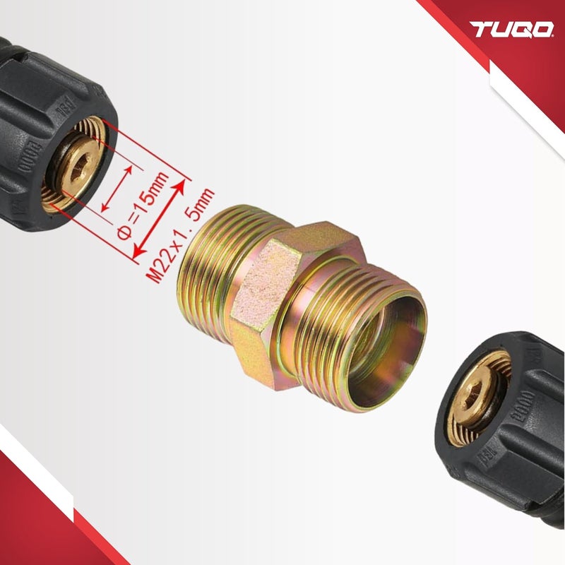 TUQO High Pressure Washer Hose Connector | M22-15mm Male to M22-15mm Male | Solid Brass, 5000 PSI Pressure Washer Hose Extension Adapter Fitting | 1 PCS | RB438 - Image 4