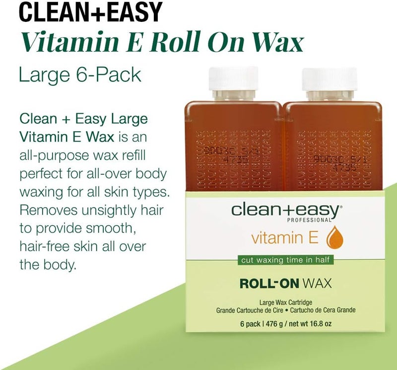 Clean + Easy Vitamin E Roll-On Wax Refill 6-Pack - Large 16.8 oz - Image 3