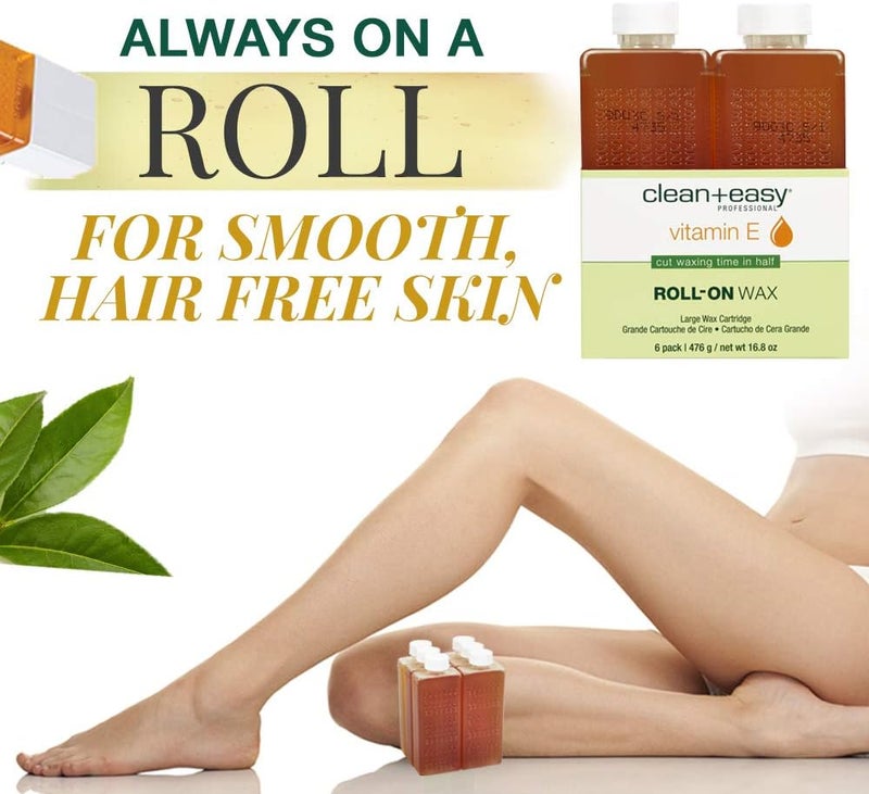 Clean + Easy Vitamin E Roll-On Wax Refill 6-Pack - Large 16.8 oz - Image 2