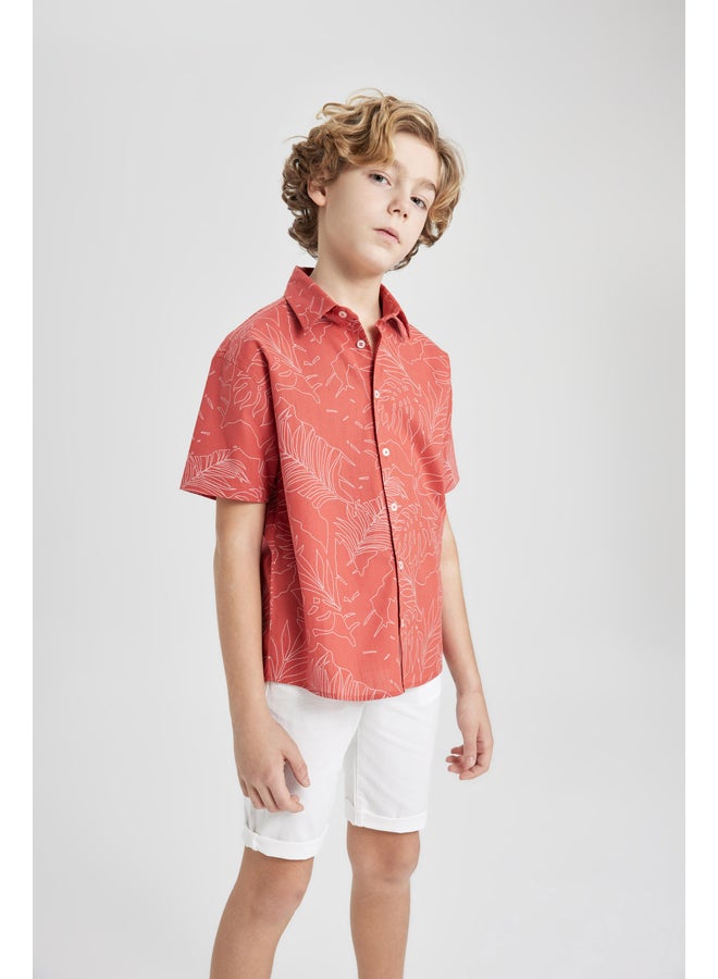 DeFacto Boy Oversize Fit Polo Neck Woven Short Sleeve Shirt  - Image 1