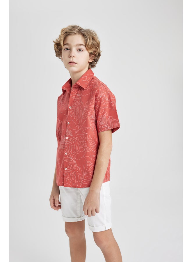 DeFacto Boy Oversize Fit Polo Neck Woven Short Sleeve Shirt  - Image 2
