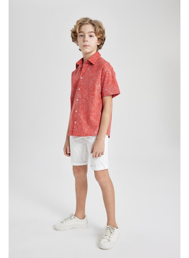 DeFacto Boy Oversize Fit Polo Neck Woven Short Sleeve Shirt  - Image 3
