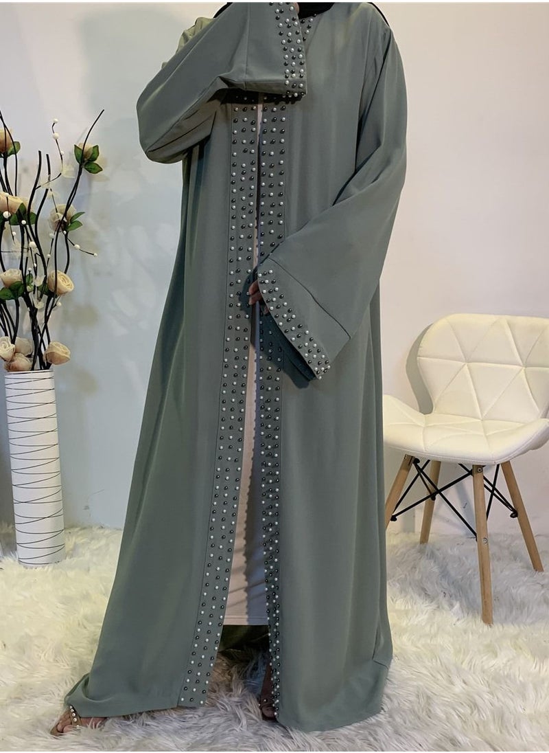 Loquat Fashionable And Elegant Muslim Lace Cardigan Robe  - Image 2