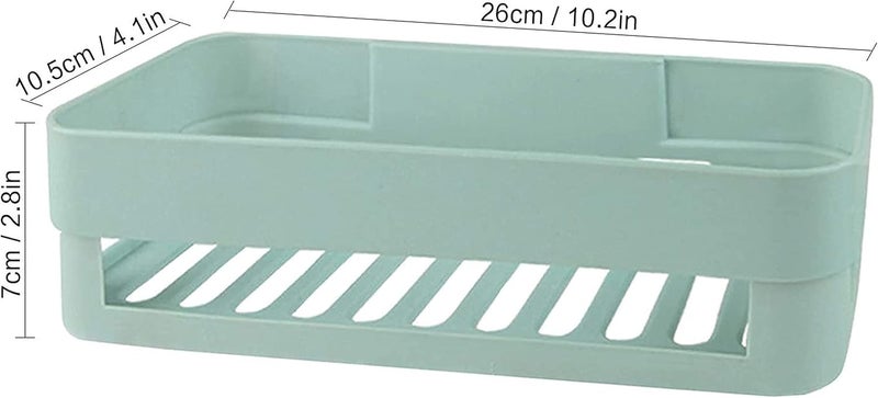 KASTWAVE Self Adhesive Bathroom Shelf, Wall Mounted Storage Organizer, No Drilling Shower Caddy, Kitchen Storage Basket, Rack Shelves for Bathroom & Kitchen 2 Pcs (White+Green) - Image 2