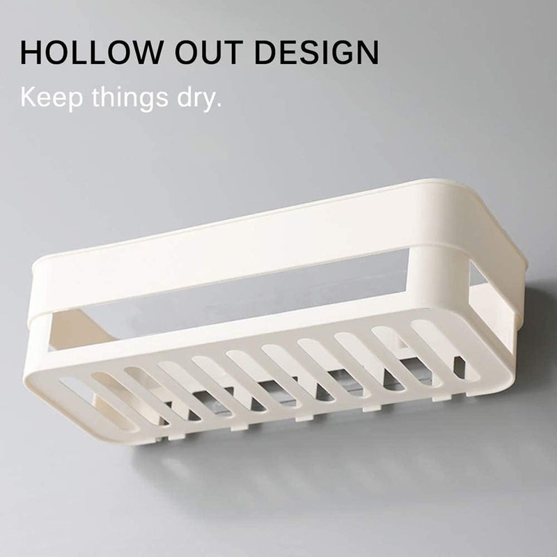 KASTWAVE Self Adhesive Bathroom Shelf, Wall Mounted Storage Organizer, No Drilling Shower Caddy, Kitchen Storage Basket, Rack Shelves for Bathroom & Kitchen 2 Pcs (White+Green) - Image 5