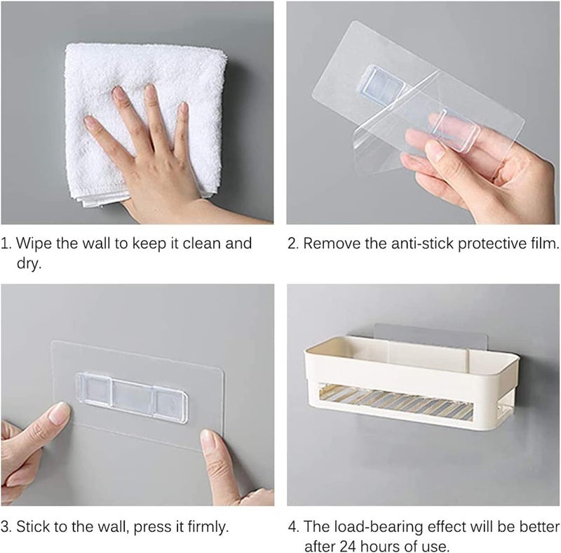 KASTWAVE Self Adhesive Bathroom Shelf, Wall Mounted Storage Organizer, No Drilling Shower Caddy, Kitchen Storage Basket, Rack Shelves for Bathroom & Kitchen 2 Pcs (White+Green) - Image 3