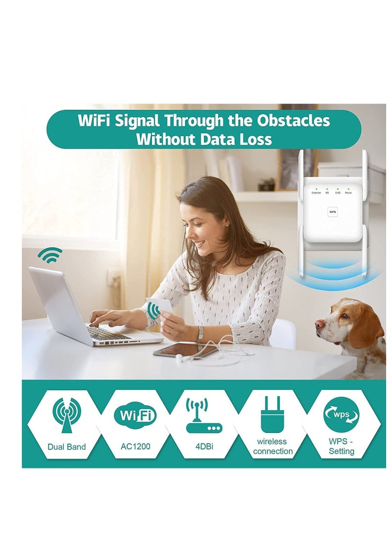 Excefore - WiFi Extender, WiFi Signal Booster, Internet Booster for Home, Range up to 8500+sq.ft, Support Connect Over 40 Devices, Boost Your Home WiFi Signal - Image 1