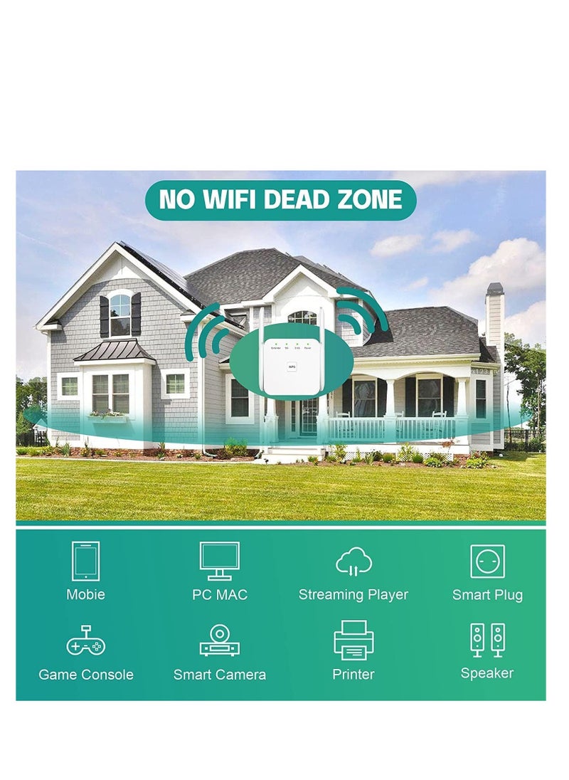 Excefore - WiFi Extender, WiFi Signal Booster, Internet Booster for Home, Range up to 8500+sq.ft, Support Connect Over 40 Devices, Boost Your Home WiFi Signal - Image 1