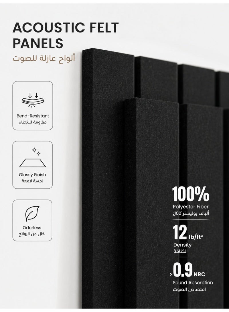RONVEX 12PCS Black Acoustic Felt Panels, Full Self Adhesive Sound Absorbing Wall Panels, Felt Bulletin Board Tiles with Mounting Pins, 30 x 30CM Polyester Fiber Pin Board, Noise Reduction Wall Decor for Office, Bedroom, Studio and Home - Image 5