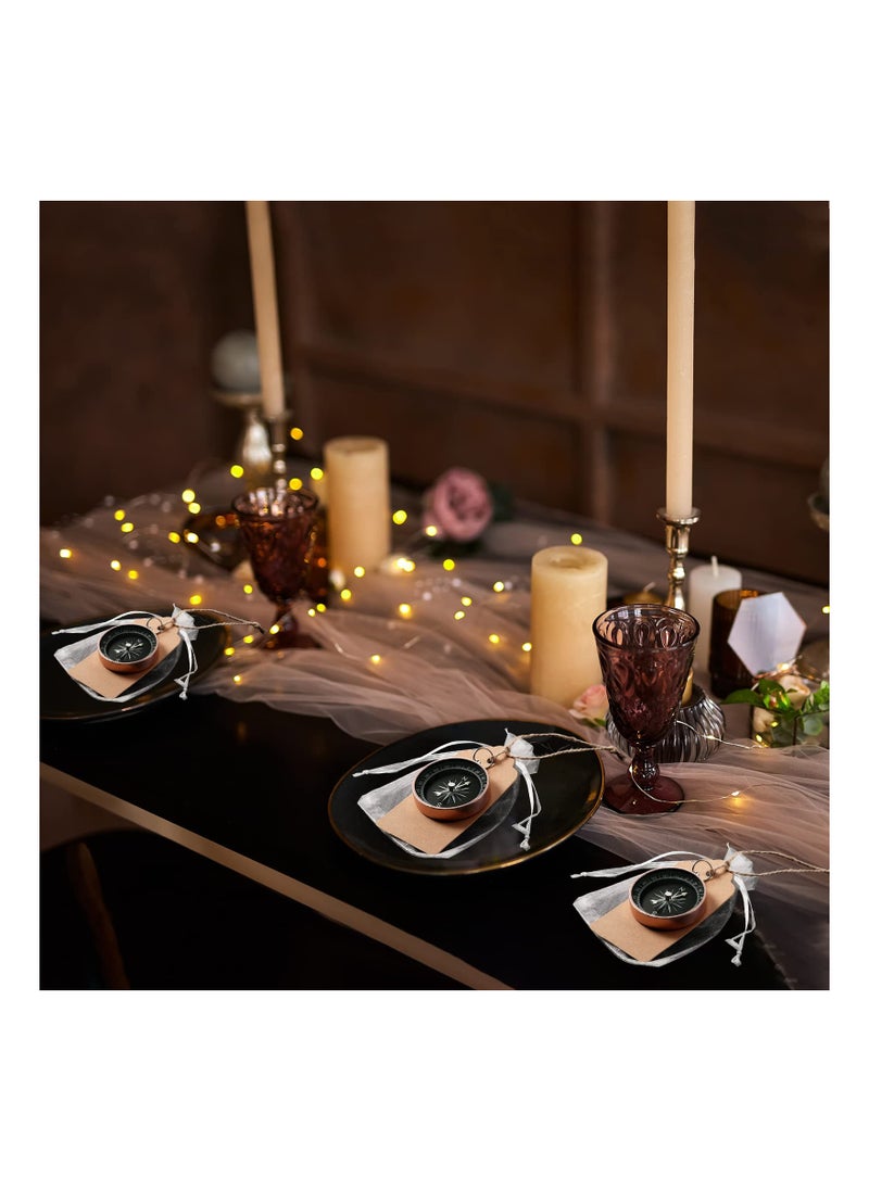 Generic - 30PCS Mini Compass Wedding Favors Set, Nautical Souvenir Gifts with Kraft Tags and White Organza Bags for Guests at Birthday, Wedding, Travel Parties, and Special Occasions. - Image 1