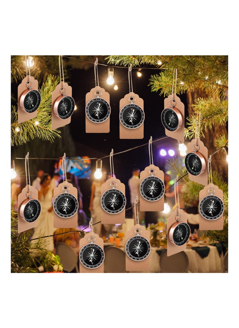 Generic - 30PCS Mini Compass Wedding Favors Set, Nautical Souvenir Gifts with Kraft Tags and White Organza Bags for Guests at Birthday, Wedding, Travel Parties, and Special Occasions. - Image 1
