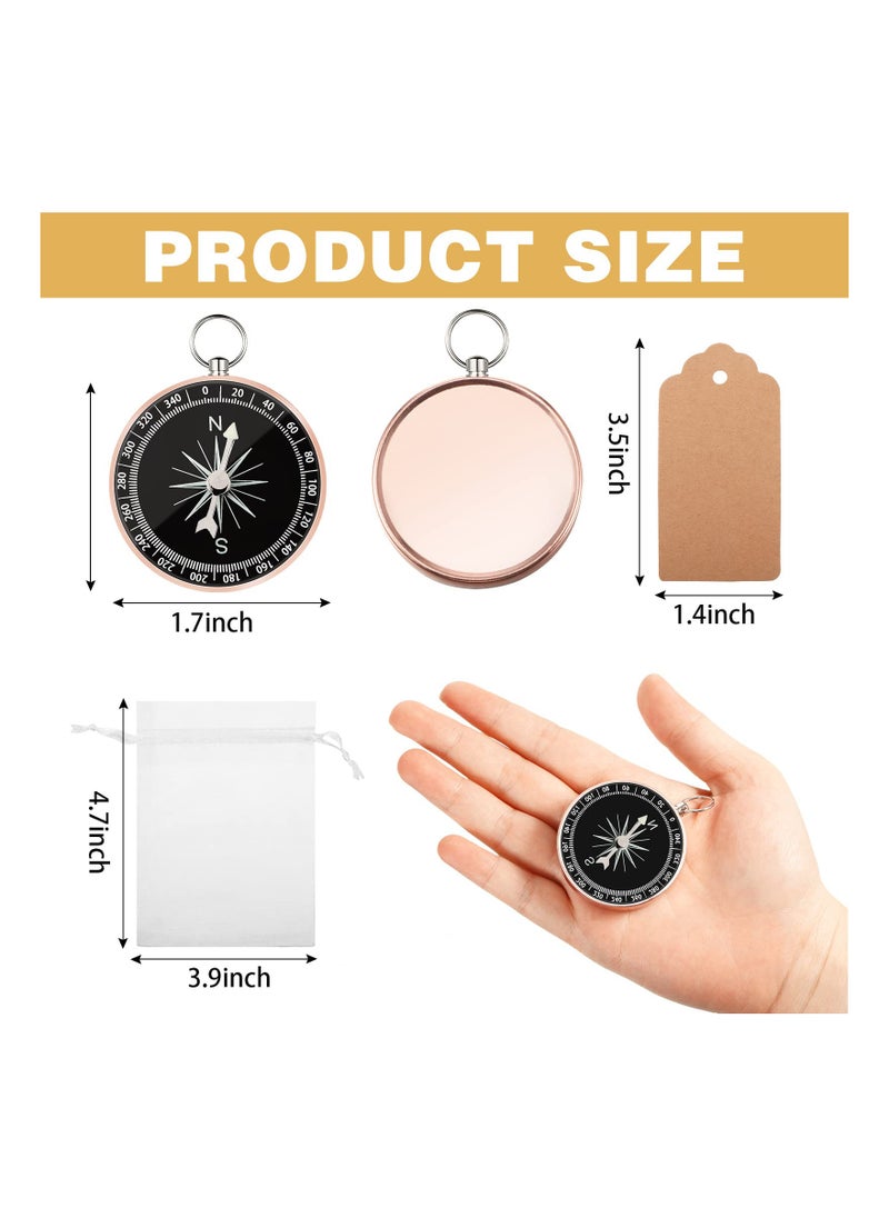 Generic - 30PCS Mini Compass Wedding Favors Set, Nautical Souvenir Gifts with Kraft Tags and White Organza Bags for Guests at Birthday, Wedding, Travel Parties, and Special Occasions. - Image 1