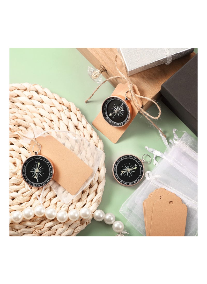 Generic - 30PCS Mini Compass Wedding Favors Set, Nautical Souvenir Gifts with Kraft Tags and White Organza Bags for Guests at Birthday, Wedding, Travel Parties, and Special Occasions. - Image 1
