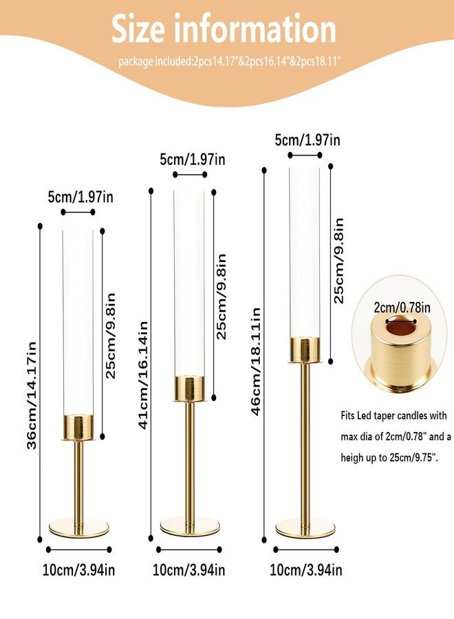 VINCIGANT 6PCS Gold Candle Sticks Holder in Wedding Centerpieces for Tables, Metal Candlesticks Sticks Holder with Acrylic lampshade for Parties, Valentine's Day, Birthday, and Wedding Decorations - Image 4