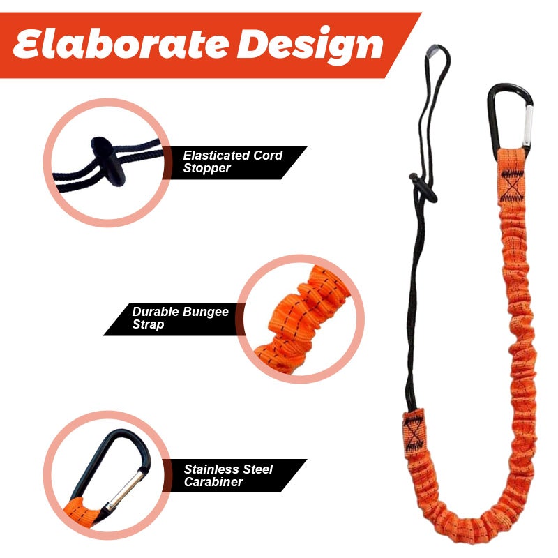 Carivia Tool Lanyard with Buckle Strap 5Pcs, 31.5 "-43.3" Extendable Length Tool Tether Lanyard with Carabiner and Adjustable Loop End, Scaffolding Roofing Fall Protection Tool Belts Accessories - Image 4