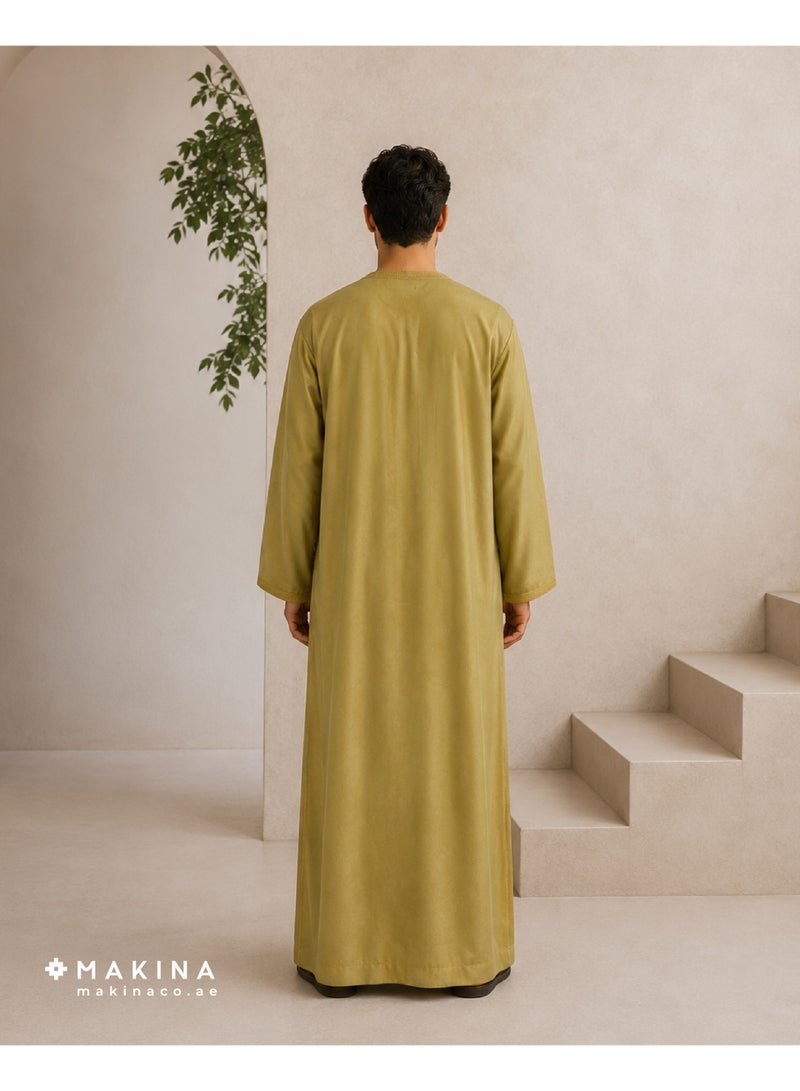 MAKINA Moroccan Thobe for Men with Handmade Brim Embroidery - Image 2