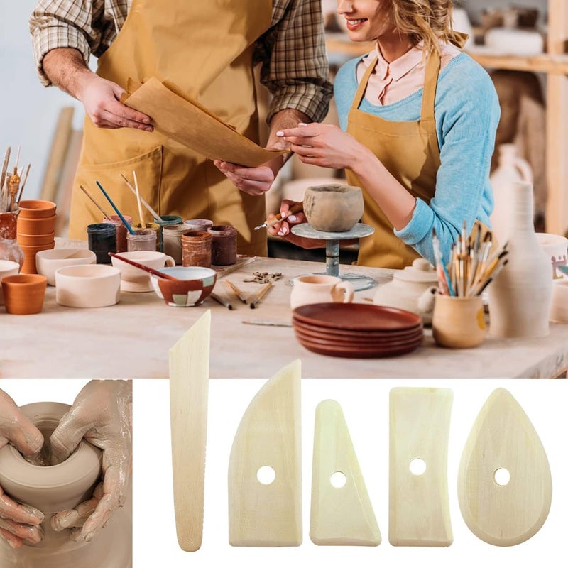 Luckam 5 قطع أدوات الطين، أدوات تقليم الطين للخزف لنحت قوالب الطين لوازم السيراميك - Image 2