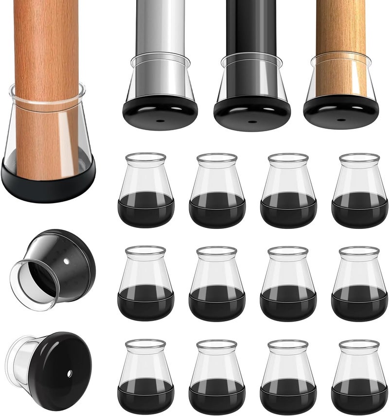 GICUNK 2024 New Chair Leg Floor Protectors for Hardwood Floors and Carpet Silicone Covers to Protect Wood Tile Floors Chair Sliders Non Slip Reduce Noise 28 Pcs Clear Round S Fit:1/2"~13/16" - Image 1