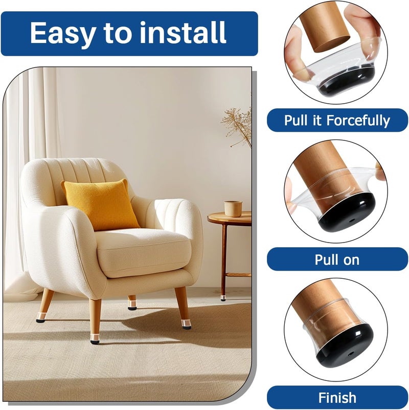GICUNK 2024 New Chair Leg Floor Protectors for Hardwood Floors and Carpet Silicone Covers to Protect Wood Tile Floors Chair Sliders Non Slip Reduce Noise 28 Pcs Clear Round S Fit:1/2"~13/16" - Image 5