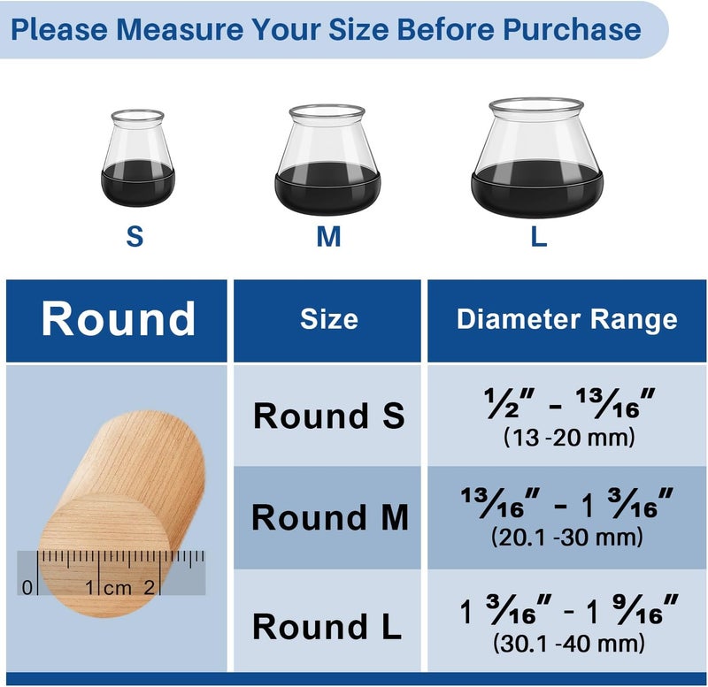 GICUNK 2024 New Chair Leg Floor Protectors for Hardwood Floors and Carpet Silicone Covers to Protect Wood Tile Floors Chair Sliders Non Slip Reduce Noise 28 Pcs Clear Round S Fit:1/2"~13/16" - Image 3