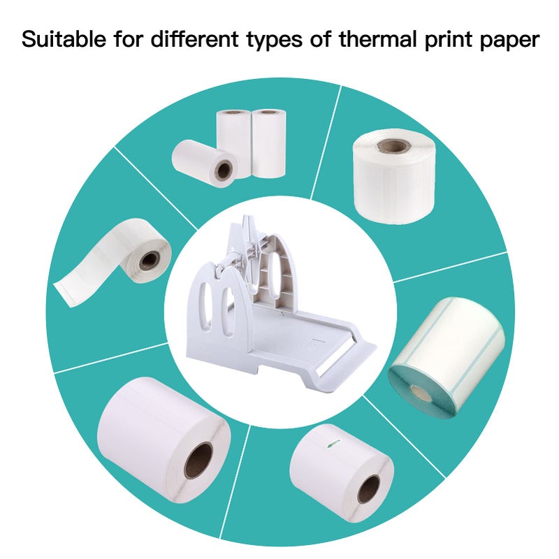 حامل طابعة الملصقات الحرارية لسطح المكتب الأسود 2 في 1 لفافات وموزع ملصقات مكدسة فانفولد مادة ABS متينة لملصقات الشحن - Image 4