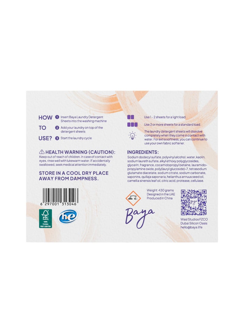 Baya Laundry Detergent Sheets Spring Breeze Family Pack 100 Sheets (430g) - Image 2