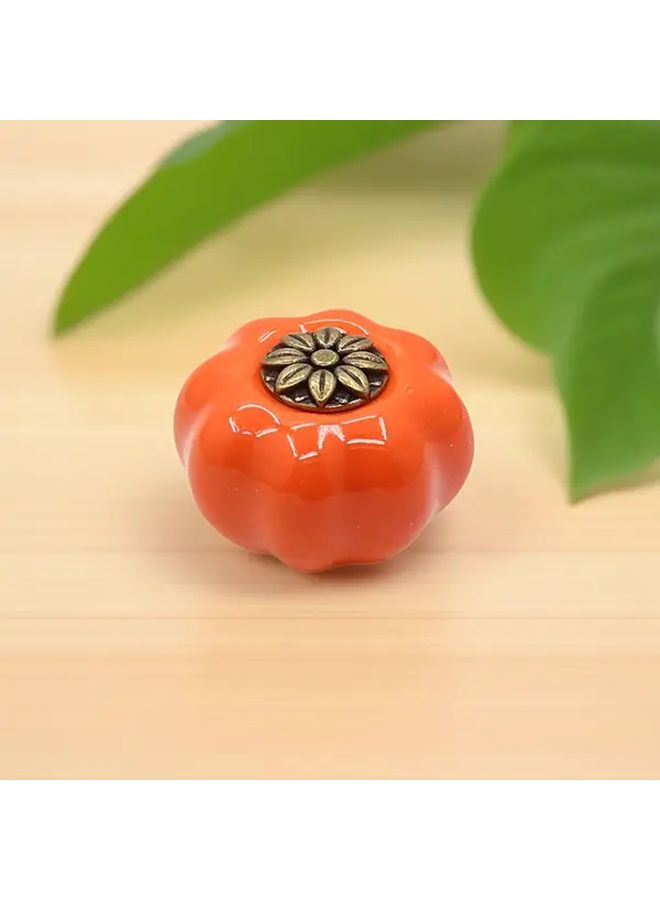 6 Yellow Ceramic And Zinc Alloy Cabinet Knobs Rustic Farmhouse Drawer Handles With Floral Design - Image 1