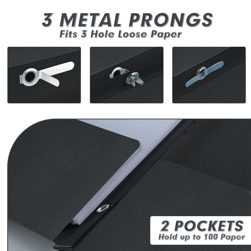 PANDRI Two Pocket Folders, PANDRI 30 Pack Two Pocket Folders with Prongs, 3 Prong Folders Designed for Office and Classroom, Letter Size Black - Image 3