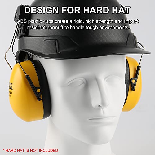 GREEN DEVIL Hard Hat Mounted Ear Muffs Helmet Attachable Hearing Protection Safety Earmuff Professional Hard Hat Attachment Ear muff for Construction or Manufacturing NRR 27dB Noise Protection(safety-yellow) - Image 2