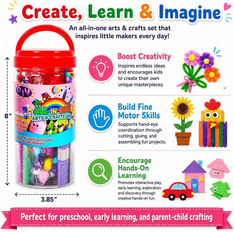 FUNZBO Arts and Crafts Supplies for Kids Age 4-8, 4-6, 8-12 With Glitter Glue Stick, Pipe Cleaners Craft & Tools, DIY School Supplies Kit, Girls Toys - Image 5