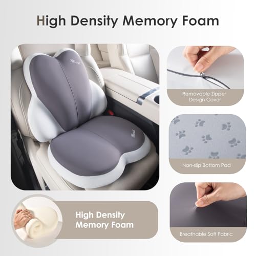 FLORICH Car Seat Cushion and Back Support for Car Ultrathick Memory Foam Office Chair Cushions with Lumbar Support Pillow for Sciatica & Back & Tailbone Pain Relief (Beige Grey) - Image 5