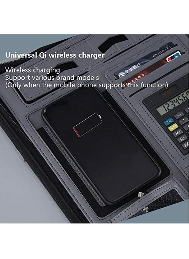 ISank - A4 Multi-function Folder Wireless/wired Charging Folder Combination, with Notebook, Calculator, Mobile Power - Image 1