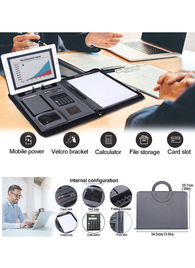 ISank - A4 Multi-function Folder Wireless/wired Charging Folder Combination, with Notebook, Calculator, Mobile Power - Image 1