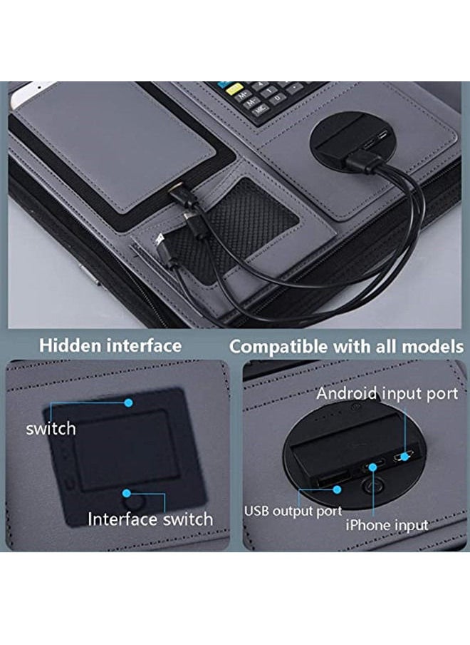 ISank - A4 Multi-function Folder Wireless/wired Charging Folder Combination, with Notebook, Calculator, Mobile Power - Image 1
