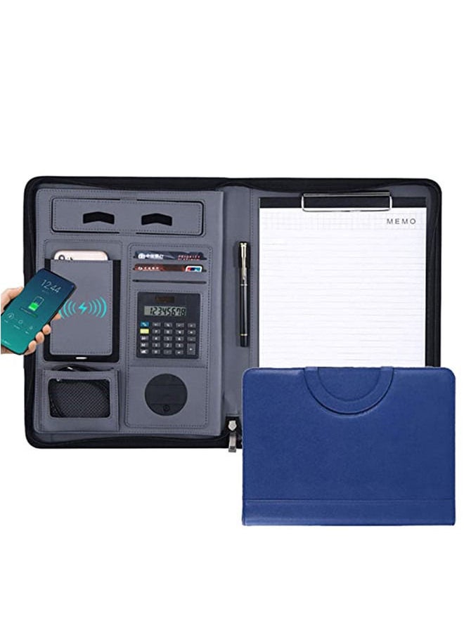ISank - A4 Multi-function Folder Wireless/wired Charging Folder Combination, with Notebook, Calculator, Mobile Power - Image 1